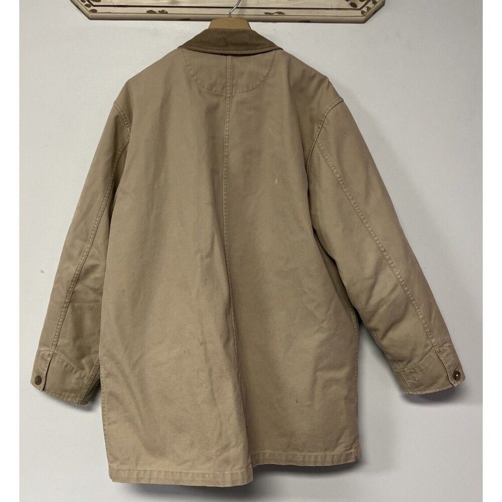 Lands End Mens Tan Quilted Lined Jacket Cotton Shell Removable Liner L 42-44 - Picture 3 of 12